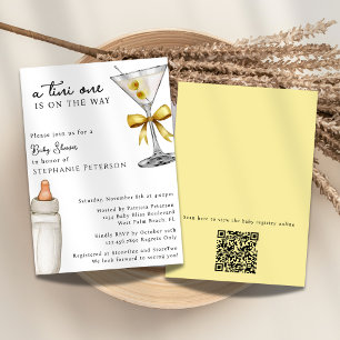 Invitation Un Tini One Yellow Martini Code QR Baby Shower