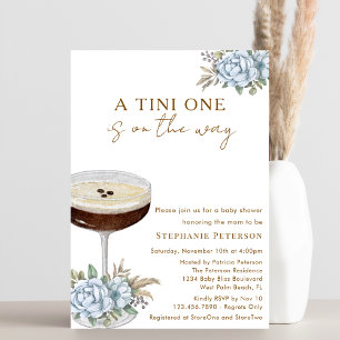 Invitation Un Tini Un Dusty Blue Espresso Martini Baby Shower