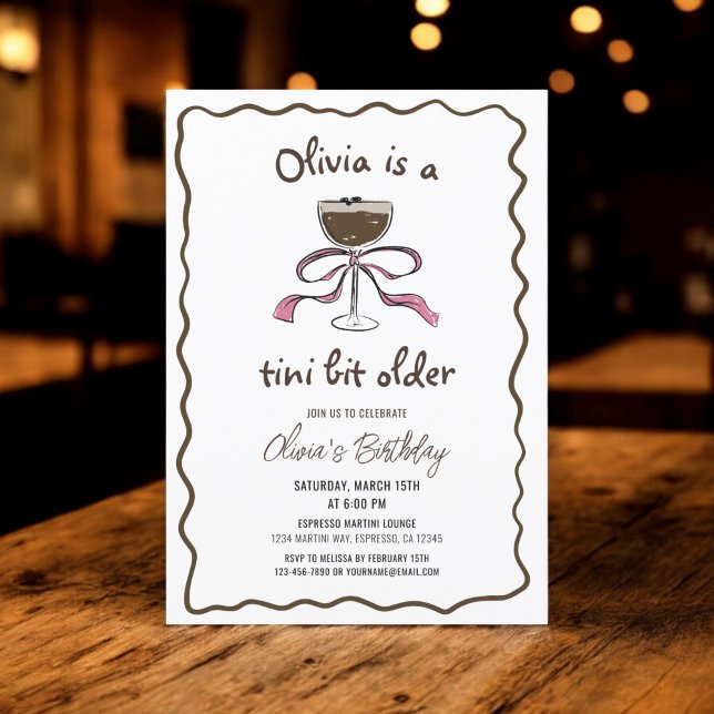 Invitation Un Tini Un Peu Plus Ancien Espresso Martini fête d (Créateur téléchargé)