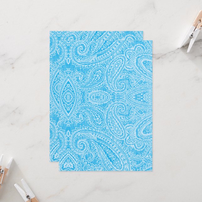 Invitation Un tissu bleu vif avec des motifs complexes (Devant/Arrière en situation)