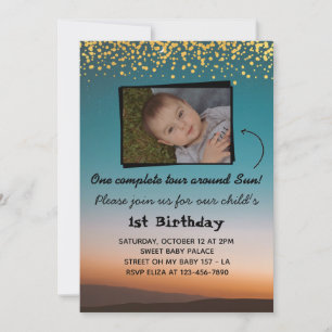 Invitation Un tour autour du Soleil - Photo 1er Anniversaire