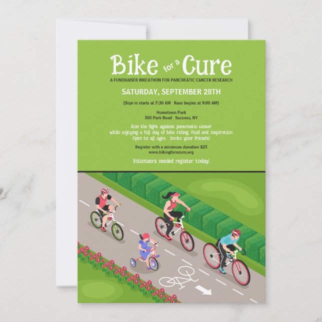 Invitation Un vélo pour une collecte de fonds de cure (Devant)