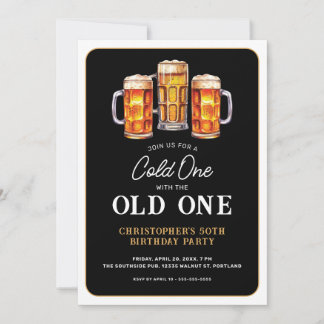 Invitation Un Verre Froid Avec La Bière De L'Ancien 50e Anniv