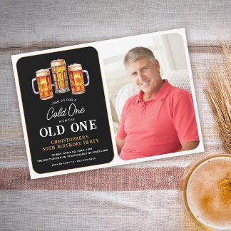 Invitation Un Verre Froid Avec La Photo De L'Ancien Bière Ann