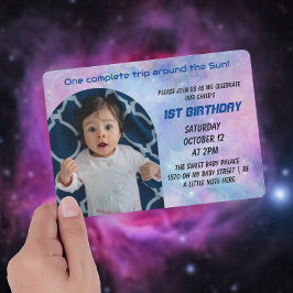 Invitation Un Voyage Autour Du Soleil Photo Anniversaire Invi