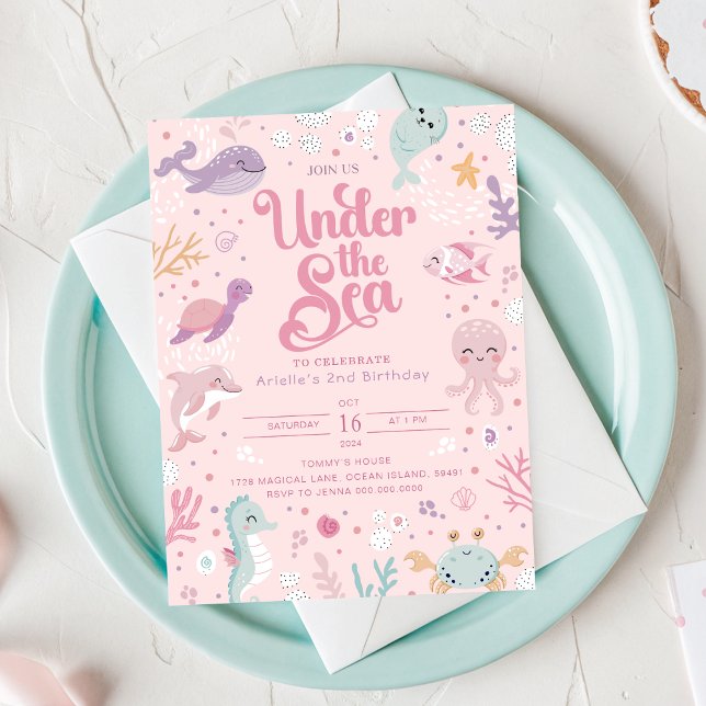 Invitation Under the Sea 2nd Birthday Invitation. Editable (Under the Sea 2nd Birthday Invitation. Editable Invitation
)