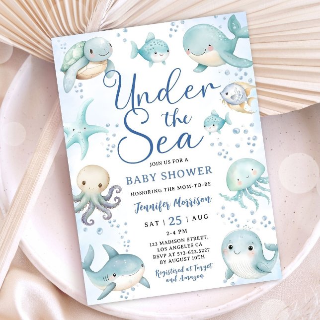 Invitation Under The Sea Baby Shower Boy Cute Ocean  (Créateur téléchargé)