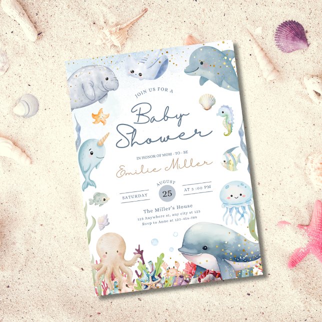 Invitation Under the Sea Baby Shower Ocean Animals Neutral (Créateur téléchargé)