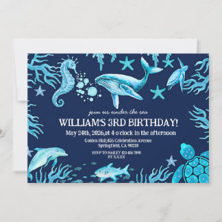 Invitation Under the Sea birthday invitation, ocean boy
