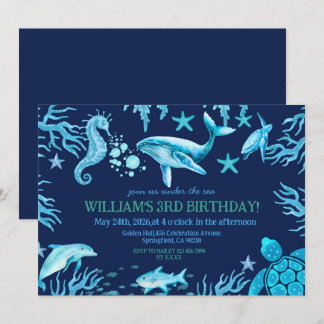 Invitation Under the Sea birthday invitation, ocean boy
