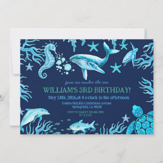 Invitation Under the Sea birthday invitation, ocean boy