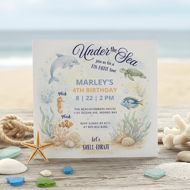 Invitation Under the Sea Ocean Animals Beach Birthday (Créateur téléchargé)