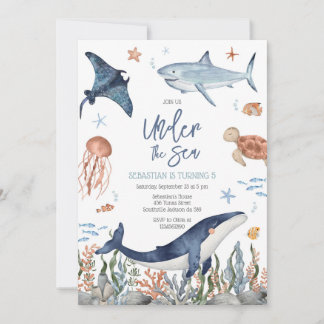 Invitation Under the Sea Ocean Animals Birthday Party