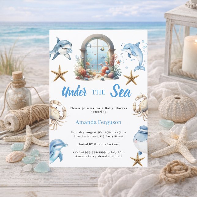 Invitation Under the sea ocean animals boy Baby Shower (Créateur téléchargé)