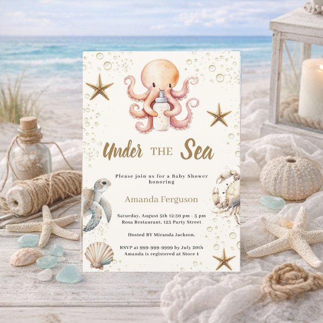 Invitation Under the sea ocean animals girl Baby Shower (Créateur téléchargé)