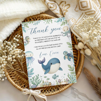Invitation Under the Sea Watercolor Thank You Card