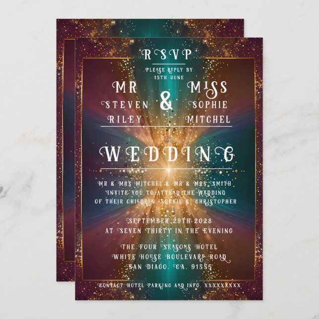 Invitation "Under the Stars : A Celebration of Love" (Devant / Derrière)