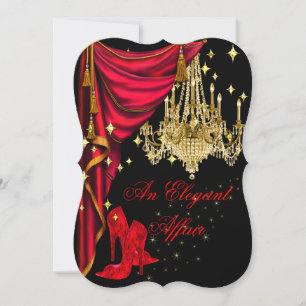 Invitation Une Affaire Élégante Chandelier Rouge Or Anniversa