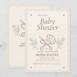 Invitation Une aventure à la poussette   Baby shower non sexi