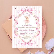 Une Baby Shower à carreaux avec un lapin et un nœu