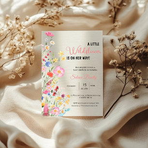 Invitation Une Baby Shower aquarelle petite fleur sauvage