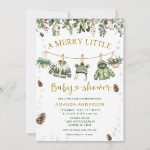 Invitation Une Baby Shower aux lignes de linge pour un joyeux