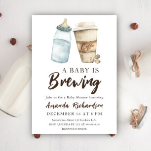 Invitation Une Baby Shower Bouteille Café Un Bébé Est En Rout