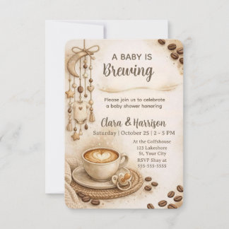 Invitation Une Baby Shower Café "Un Bébé est en Train de Cuir