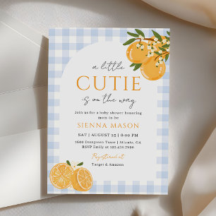 Invitation Une Baby Shower Citron Vichy Orange Mignonne