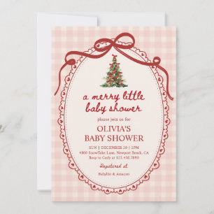 Invitation Une Baby Shower Fête de Noël avec un Petit Ruban à