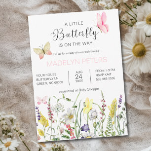 Invitation Une Baby Shower Fille Papillon