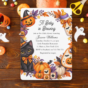 Invitation Une Baby Shower Halloween "Un bébé est en train de