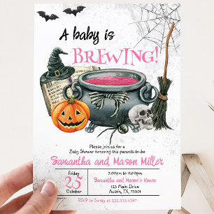 Invitation Une Baby Shower Halloween 'Un Bébé se Prépare'