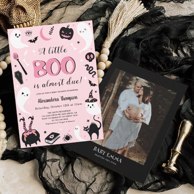 Invitation Une Baby Shower Halloween un peu rose pour bébé (Créateur téléchargé)