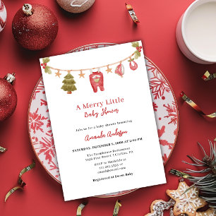 Invitation Une Baby Shower Hivernale Noël Rouge Joyeuse