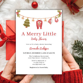 Invitation Une Baby Shower Hivernale Noël Rouge Joyeuse
