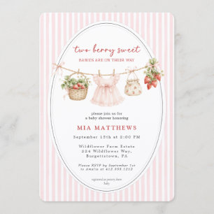 Invitation Une Baby Shower Jumeaux Bébé Sucré aux Fruits Roug
