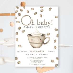 Invitation Une Baby Shower Kawaii café Un bébé est en train d