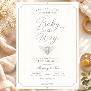 Invitation Une Baby Shower Maman Abeille Vintage avec un Peti