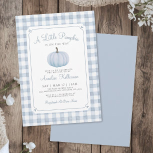 Invitation Une Baby Shower pour un Petit Garçon Citrouille Bl