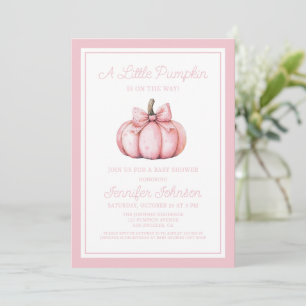 Invitation Une Baby Shower Rose Mignonne avec une Citrouille