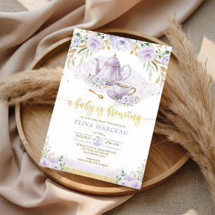 Invitation Une Baby Shower Thé Pourpre est en Route