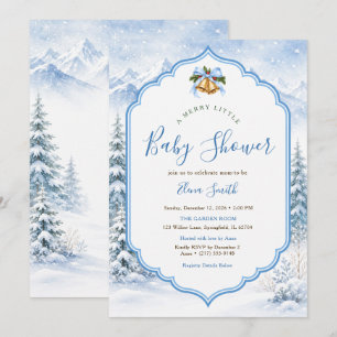 Invitation Une Baby Shower 'Un Joyeux Petit Hiver Bleu' 
