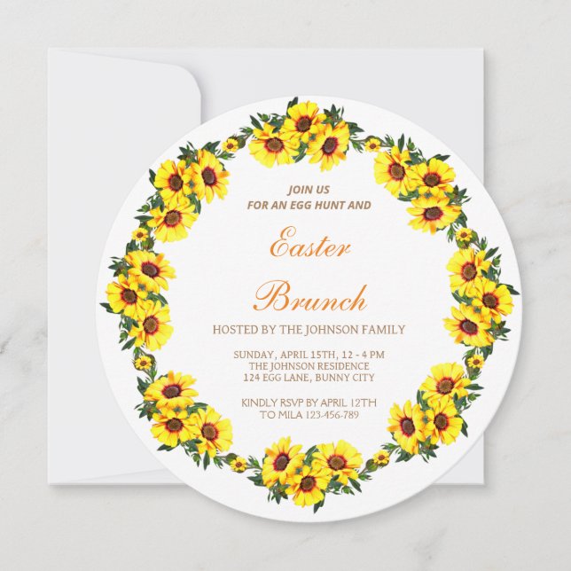 Invitation Une belle couronne de tournesols, branche Ester En (Devant)