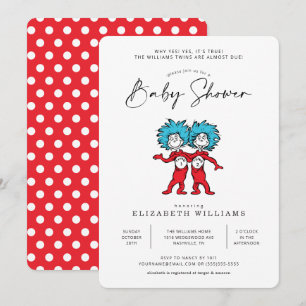 Invitation Une chose deux   Baby shower Red Twins