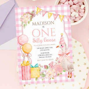 Invitation Une Coquette Rose Une Silly Goose 1er Anniversaire