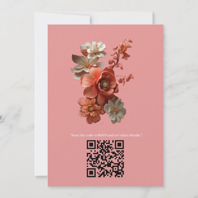 Invitation Une couleur douce des fleurs de Peach Fuzz (Dos)