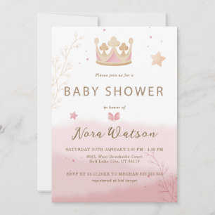 Invitation "Une couronne pour princesse" Pastel Baby shower o