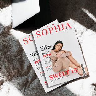 Invitation Une couverture de magazine unique photo quinceaner