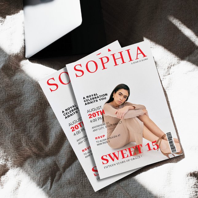 Invitation Une couverture de magazine unique photo quinceaner (Créateur téléchargé)